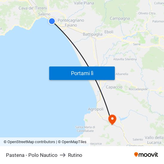 Pastena  - Polo Nautico to Rutino map