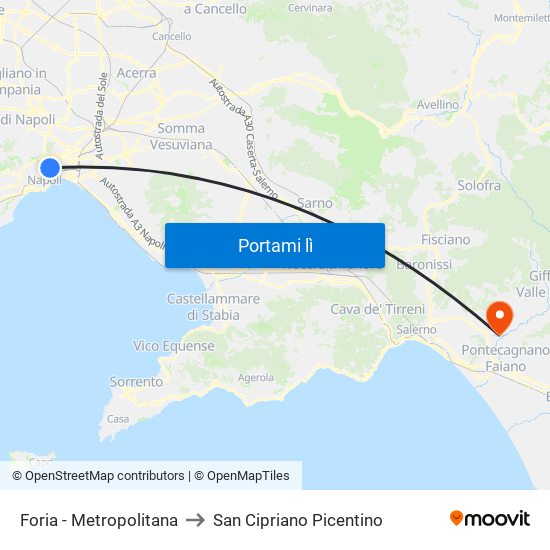Foria - Metropolitana to San Cipriano Picentino map