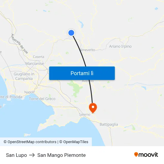 San Lupo to San Mango Piemonte map