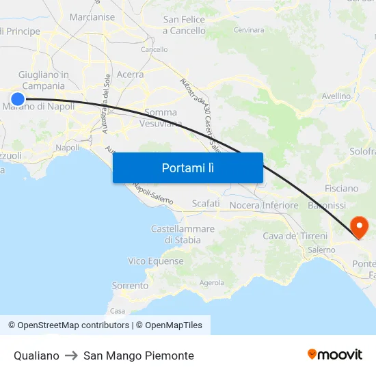 Qualiano to San Mango Piemonte map