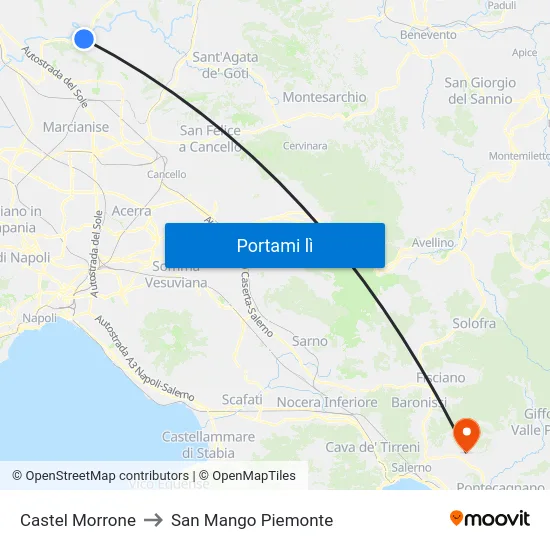 Castel Morrone to San Mango Piemonte map