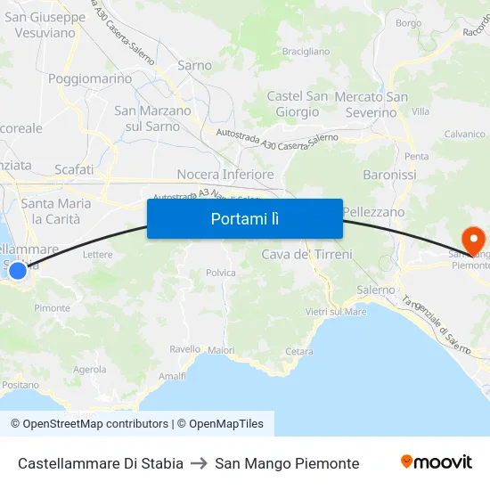 Castellammare Di Stabia to San Mango Piemonte map
