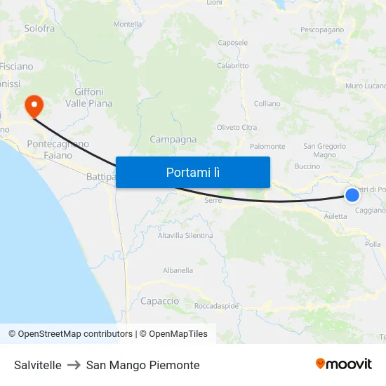 Salvitelle to San Mango Piemonte map