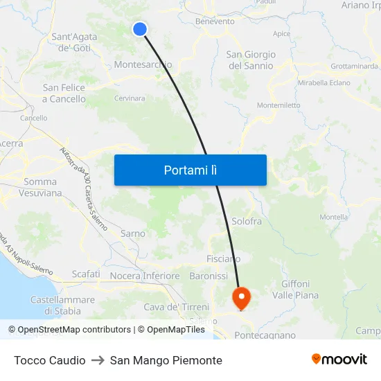 Tocco Caudio to San Mango Piemonte map