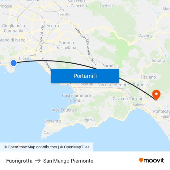 Fuorigrotta to San Mango Piemonte map