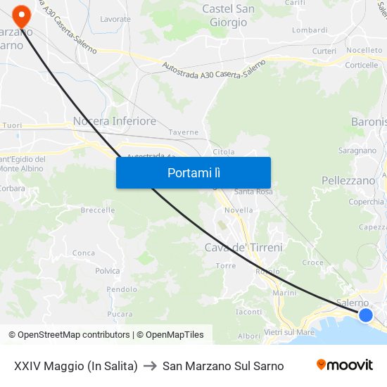 XXIV Maggio  (In Salita) to San Marzano Sul Sarno map