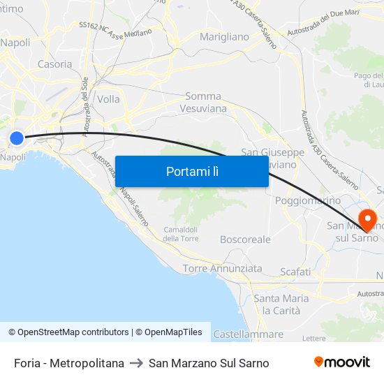 Foria - Metropolitana to San Marzano Sul Sarno map