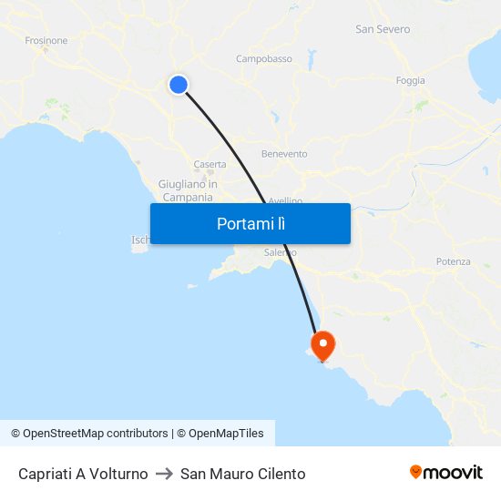 Capriati A Volturno to San Mauro Cilento map