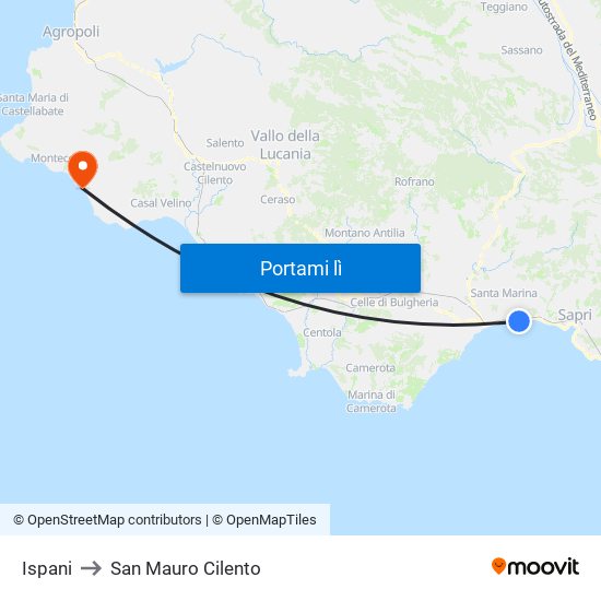 Ispani to San Mauro Cilento map
