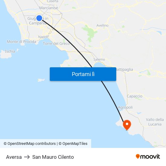 Aversa to San Mauro Cilento map