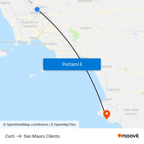 Curti to San Mauro Cilento map