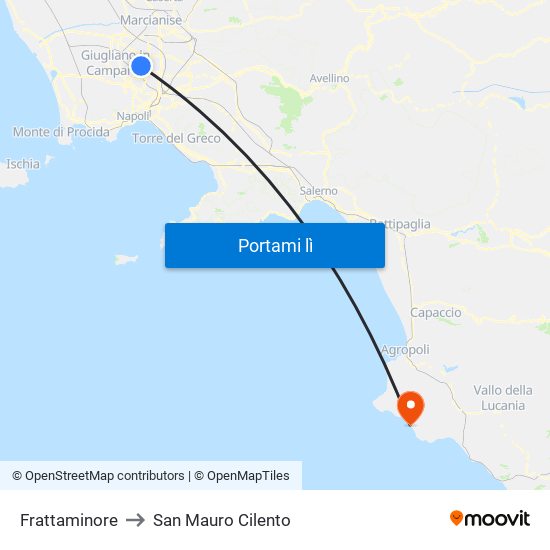 Frattaminore to San Mauro Cilento map