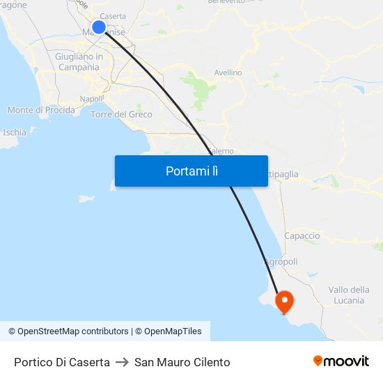 Portico Di Caserta to San Mauro Cilento map