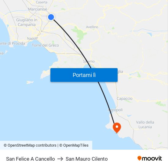 San Felice A Cancello to San Mauro Cilento map