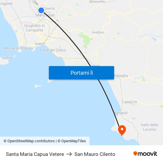 Santa Maria Capua Vetere to San Mauro Cilento map