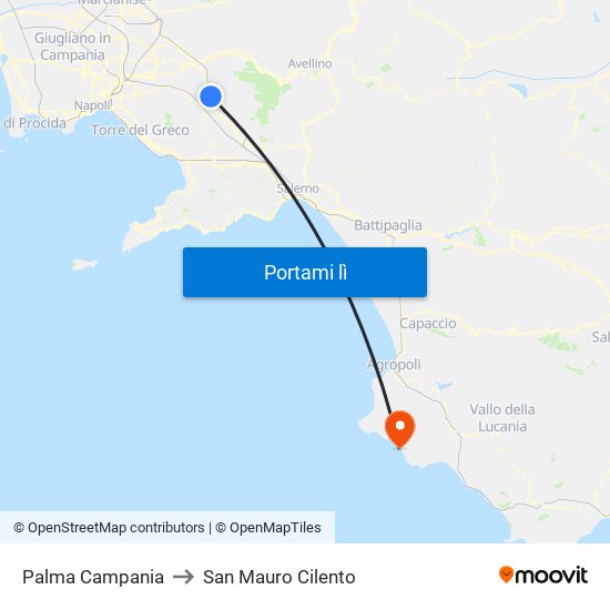 Palma Campania to San Mauro Cilento map