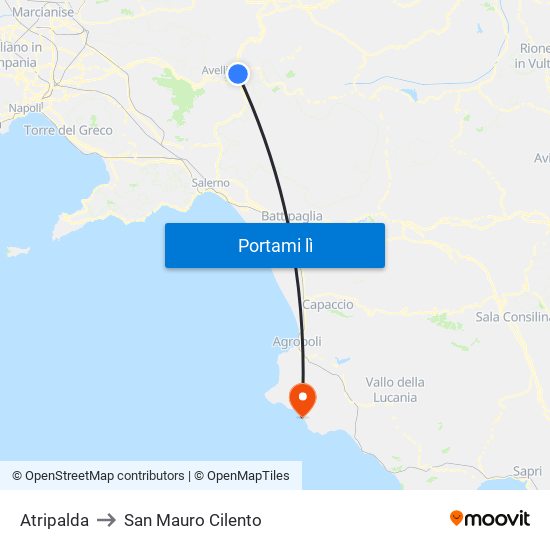 Atripalda to San Mauro Cilento map