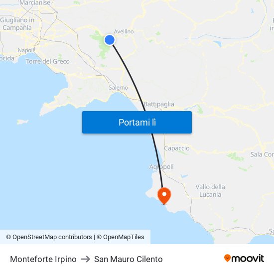 Monteforte Irpino to San Mauro Cilento map