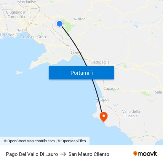 Pago Del Vallo Di Lauro to San Mauro Cilento map