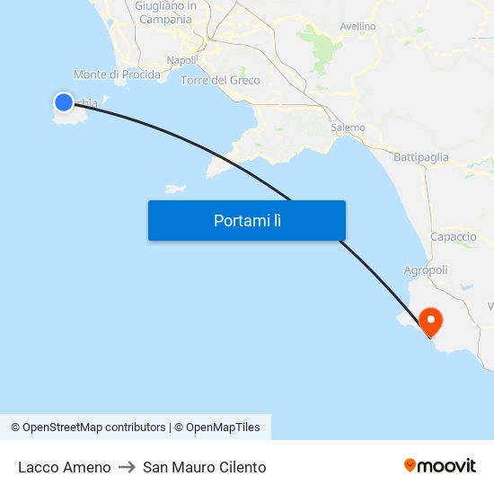 Lacco Ameno to San Mauro Cilento map