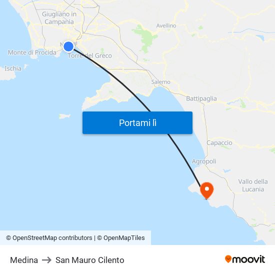 Medina to San Mauro Cilento map