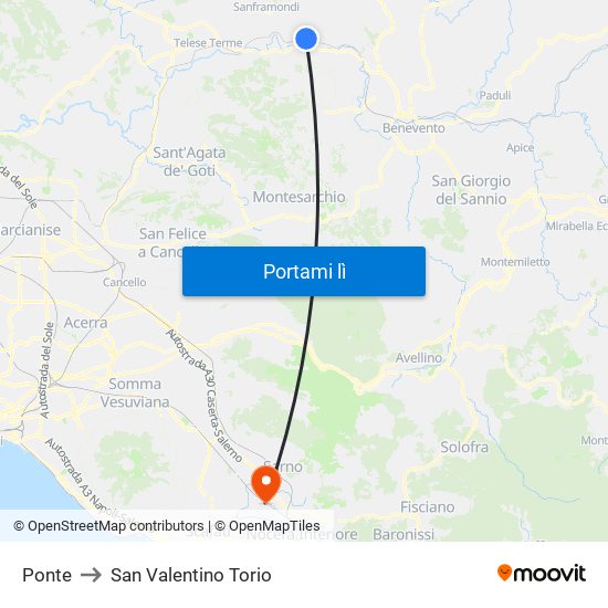 Ponte to San Valentino Torio map