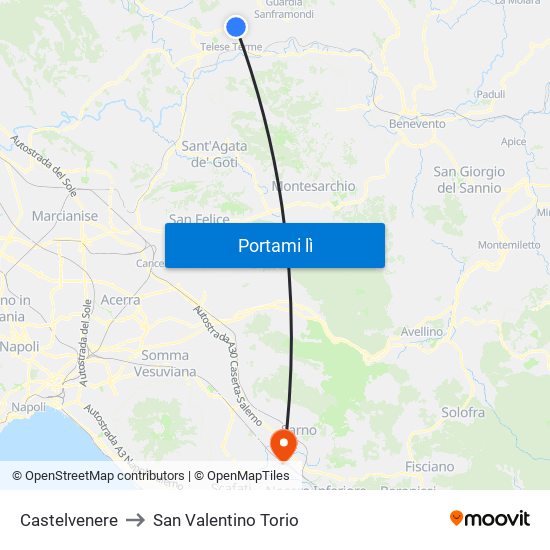 Castelvenere to San Valentino Torio map