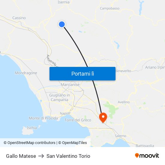 Gallo Matese to San Valentino Torio map