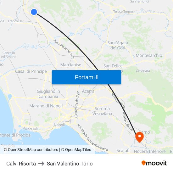 Calvi Risorta to San Valentino Torio map