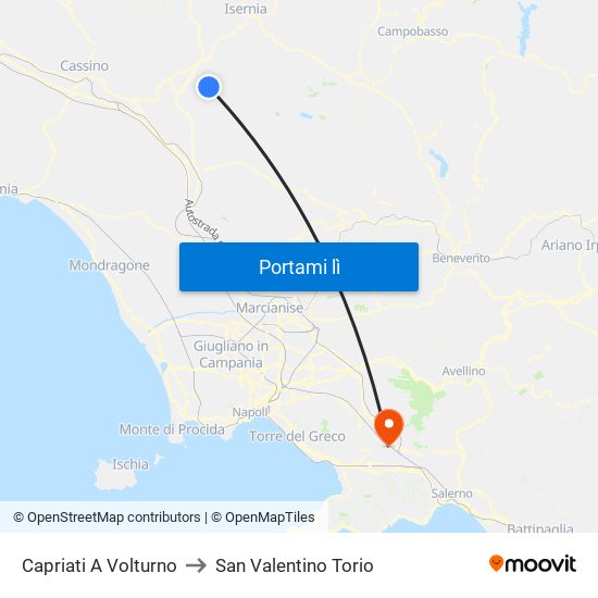 Capriati A Volturno to San Valentino Torio map