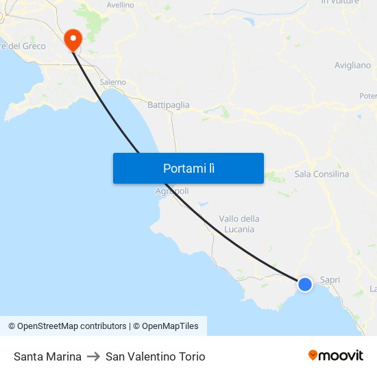 Santa Marina to San Valentino Torio map