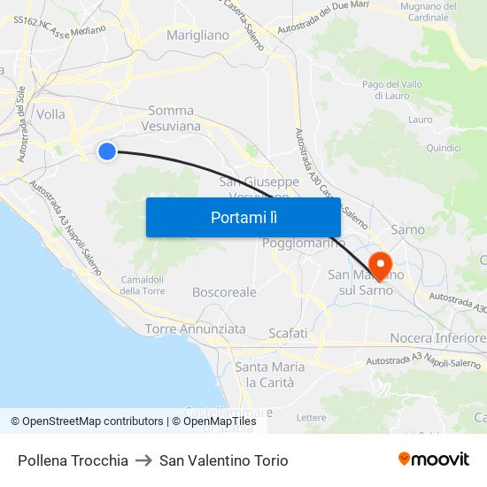 Pollena Trocchia to San Valentino Torio map