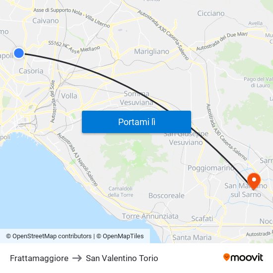 Frattamaggiore to San Valentino Torio map