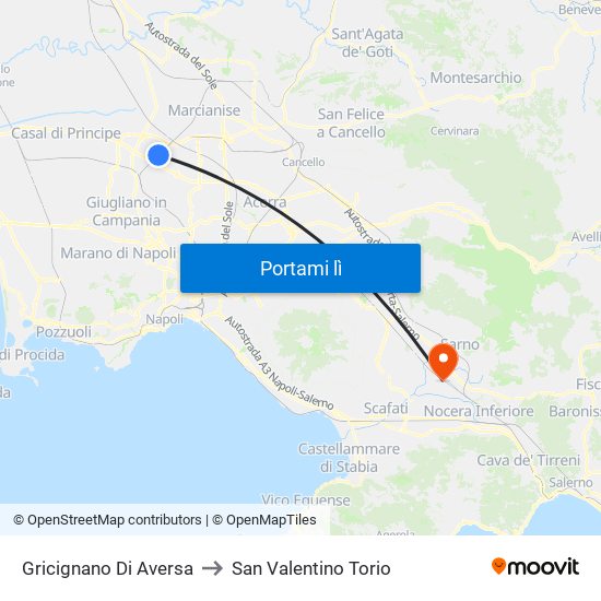 Gricignano Di Aversa to San Valentino Torio map