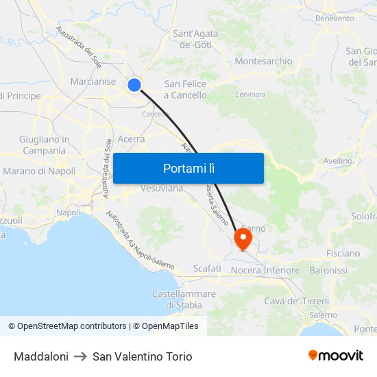 Maddaloni to San Valentino Torio map