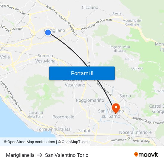 Mariglianella to San Valentino Torio map