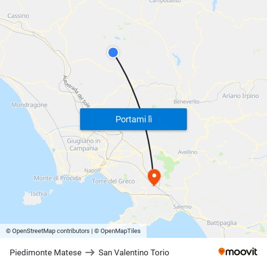 Piedimonte Matese to San Valentino Torio map