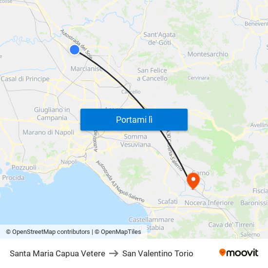 Santa Maria Capua Vetere to San Valentino Torio map