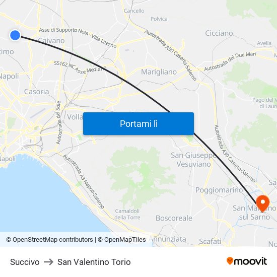 Succivo to San Valentino Torio map