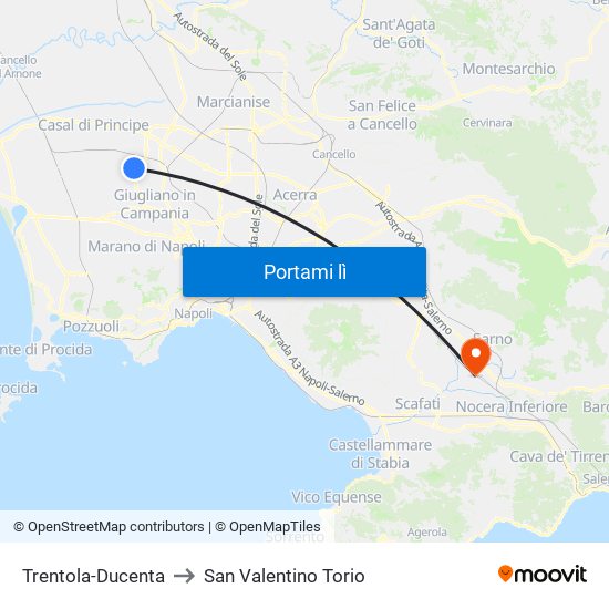 Trentola-Ducenta to San Valentino Torio map