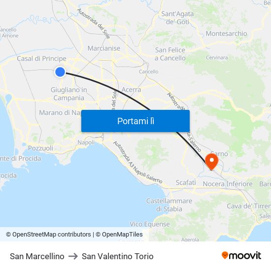 San Marcellino to San Valentino Torio map