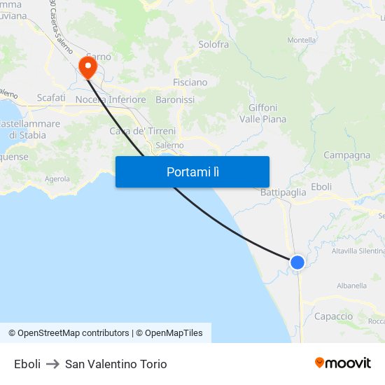 Eboli to San Valentino Torio map