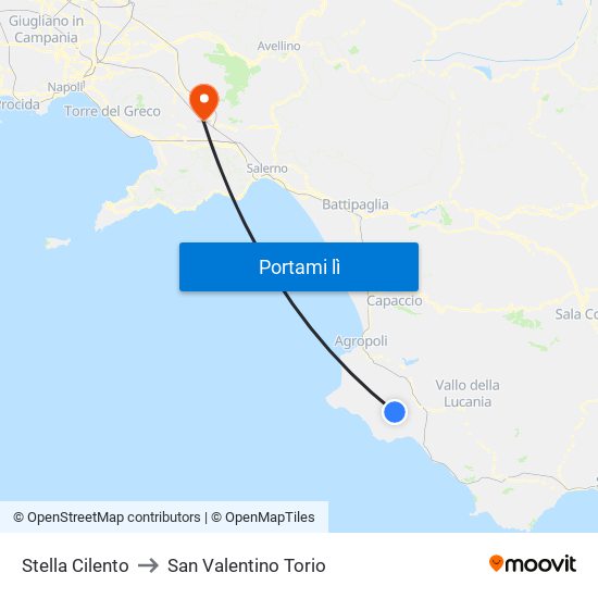 Stella Cilento to San Valentino Torio map