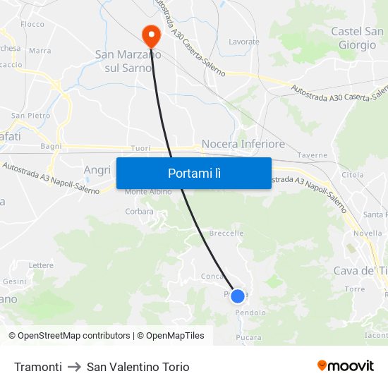 Tramonti to San Valentino Torio map