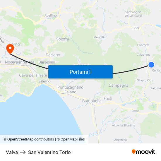 Valva to San Valentino Torio map