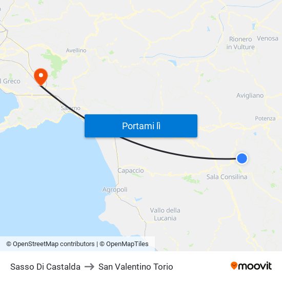 Sasso Di Castalda to San Valentino Torio map