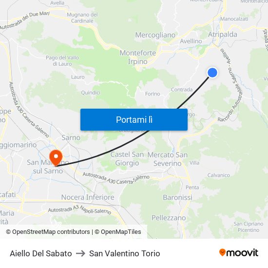 Aiello Del Sabato to San Valentino Torio map