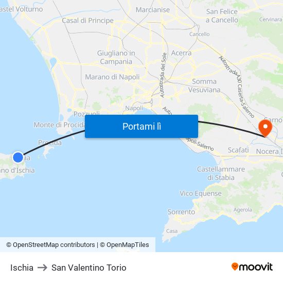 Ischia to San Valentino Torio map