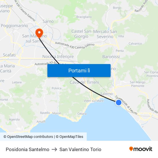 Posidonia  Santelmo to San Valentino Torio map
