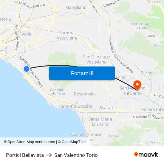 Portici Bellavista to San Valentino Torio map